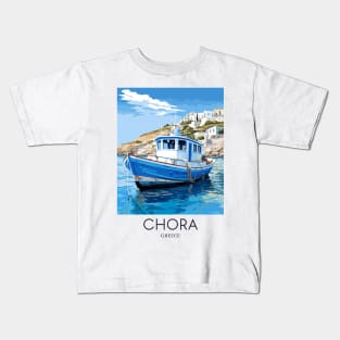 A Pop Art Travel Print of Chora Andros Island - Greece Kids T-Shirt